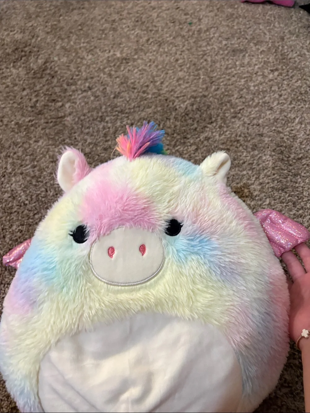 Squishmallows Pastel Rainbow Unicorn Plush - Pink Blue Cream Yellow
